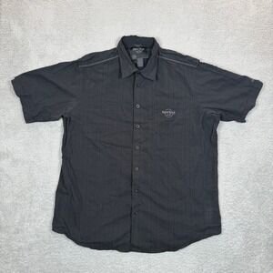 Hard Rock Hotel Mens XXL Black Cotton Textured Short Sleeve Button Up Shirt Logo
